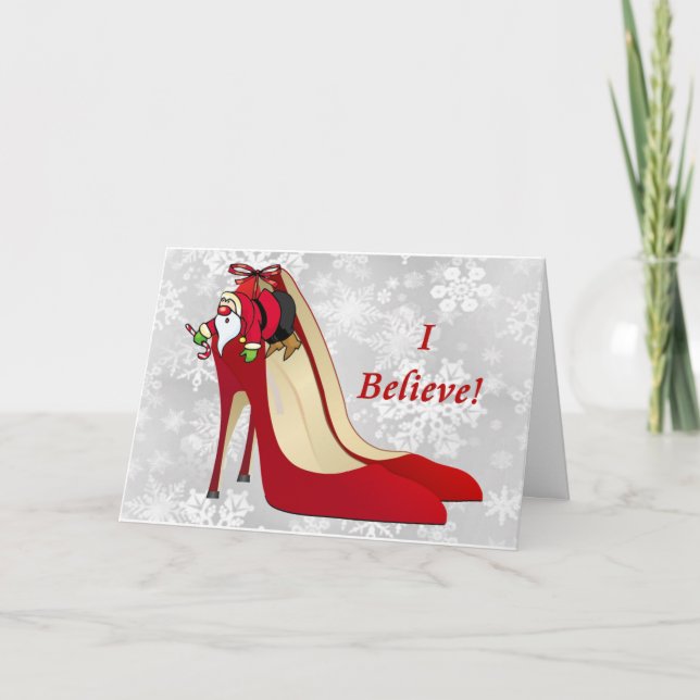 Cartes Pour Fêtes Annuelles Les chaussures rouges de talon haut/Père Noël (Devant)