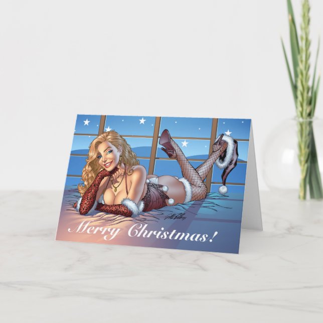 Cartes Pour Fêtes Annuelles Les cheveux blonds, bleu ont observé (Devant)