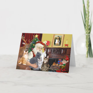 Cartes Pour Fêtes Annuelles Les cinq chats de Père Noël