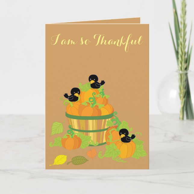 Cartes Pour Fêtes Annuelles Les Citrouilles et les oiseaux de l'action de grâc (Devant)