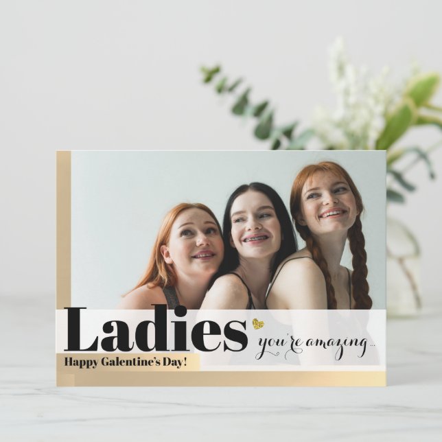 Cartes Pour Fêtes Annuelles Les dames de la Gold Galentine's Day Extraordinair (Debout devant)