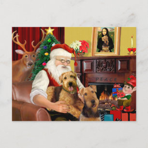 Cartes Pour Fêtes Annuelles Les deux Airedales du Père Noël