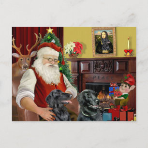 Cartes Pour Fêtes Annuelles Les deux Retrievers à poil plat du Père Noël
