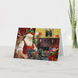 Cartes Pour Fêtes Annuelles Les deux Retrievers à poil plat du Père Noël