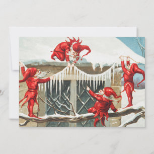 Cartes Pour Fêtes Annuelles Les elfes de Noël de Père Noël décorent leur maiso