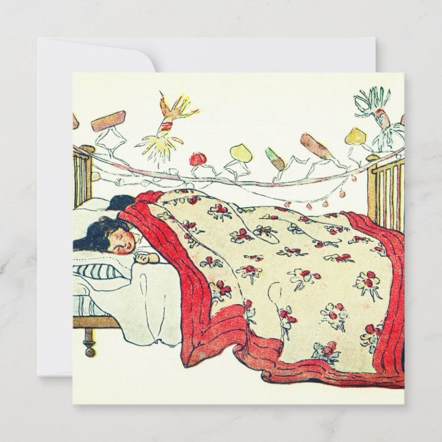 Cartes Pour Fêtes Annuelles Les enfants étaient bien au chaud dans leurs lits (Devant)