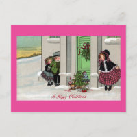 Les enfants excités attendent Xmas surprise