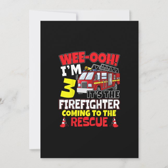 Cartes Pour Fêtes Annuelles Les enfants WEE-OOH! J'ai 3 Camion de pompiers Cad (Devant)