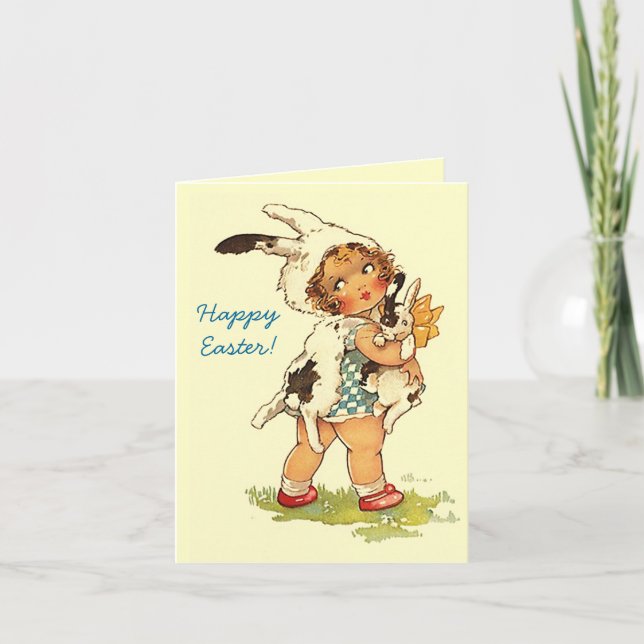 Cartes Pour Fêtes Annuelles Les étreintes de lapin de salutations de Pâques (Devant)