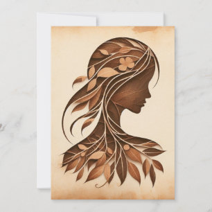 Cartes Pour Fêtes Annuelles les femmes face à la nature feuille style Art nouv