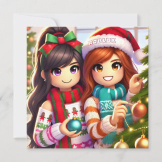 Cartes Pour Fêtes Annuelles Les filles Ados de Robloxo Preppy Christmas Card