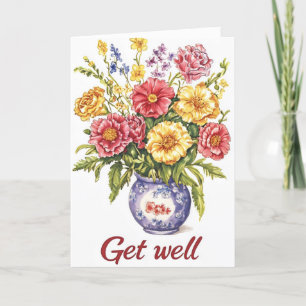 Cartes Pour Fêtes Annuelles Les fleurs de bouquet rétro se portent bien