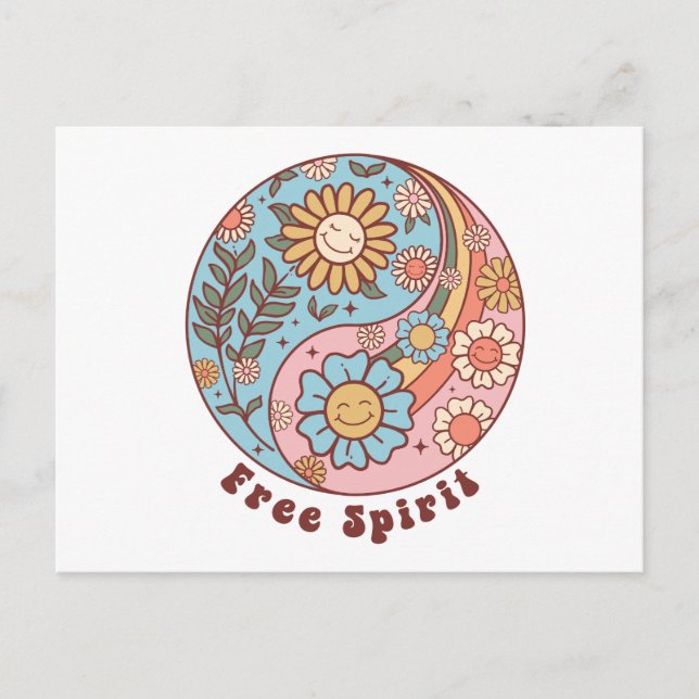 Cartes Pour Fêtes Annuelles Les Fleurs Rétro Boho (Devant)
