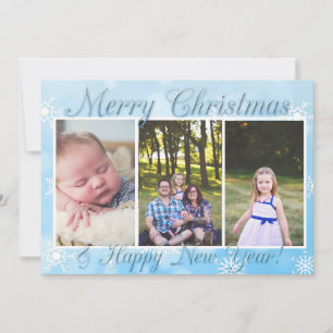 Cartes Pour Fêtes Annuelles Les flocons de neige bleus personnalisent la photo