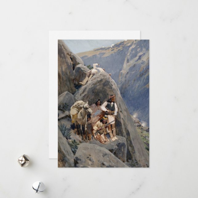 Cartes Pour Fêtes Annuelles Les guerriers d'Apache : une embuscade sur la cava (Devant/Arrière en situation)