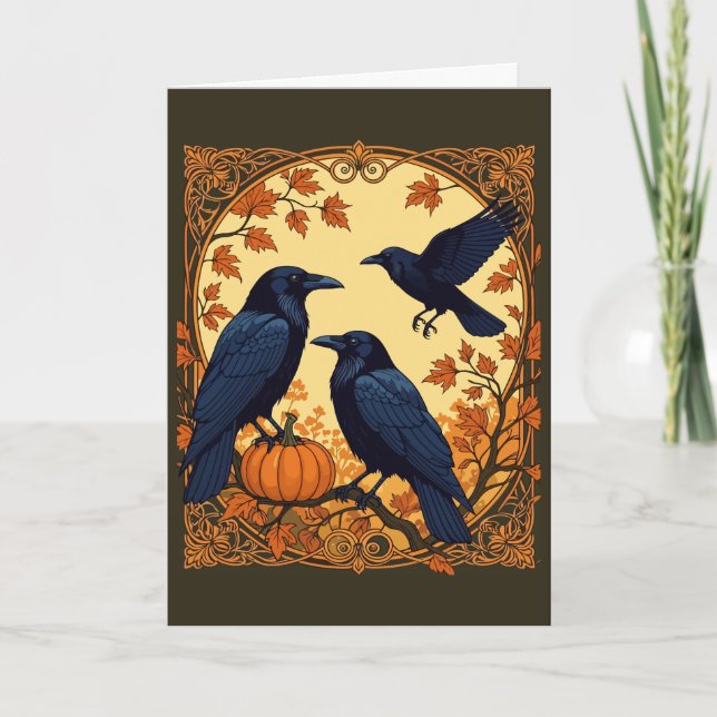 Cartes Pour Fêtes Annuelles Les Harbingers Ravens se préparent pour Halloween (Devant)