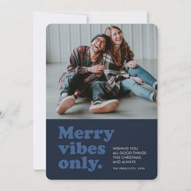 Cartes Pour Fêtes Annuelles Les joyeuses vibes seulement la photo de Noël de l (Devant)
