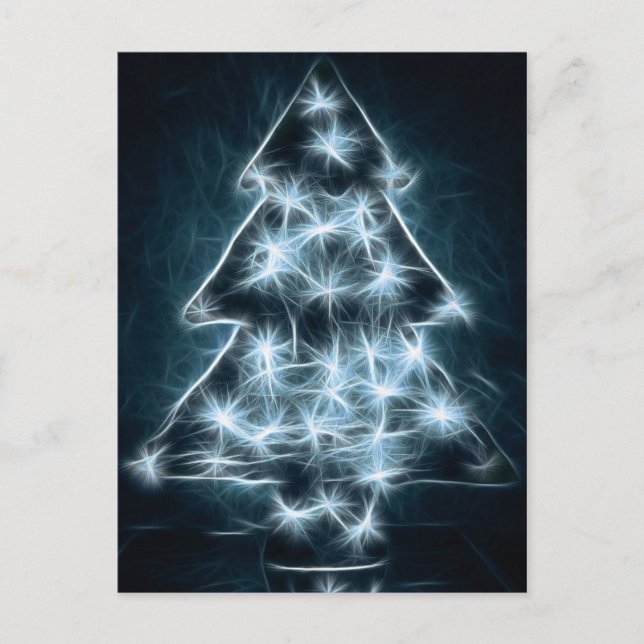 Cartes Pour Fêtes Annuelles Les lumières bleues illuminent un arbre de Noël (Devant)