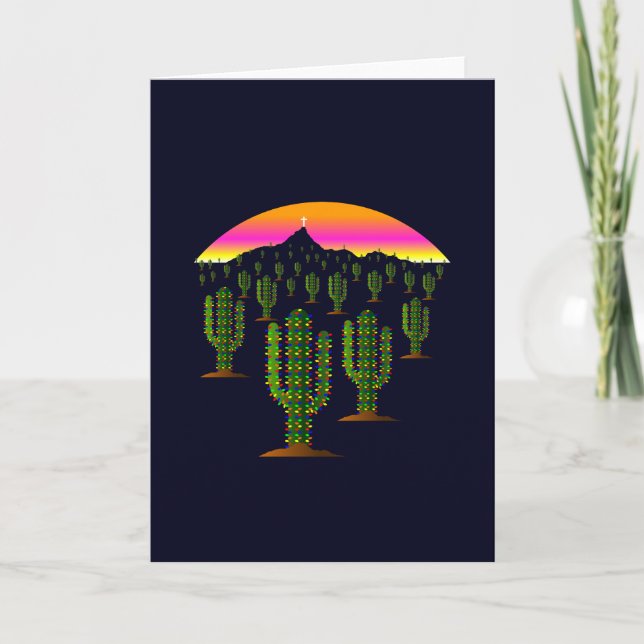 Cartes Pour Fêtes Annuelles Les lumières de Noël de l'Arizona Saguaro Cactus a (Devant)
