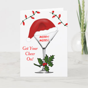 Cartes Pour Fêtes Annuelles Les lumières de Noël père Noël Martini Envoyez Vot