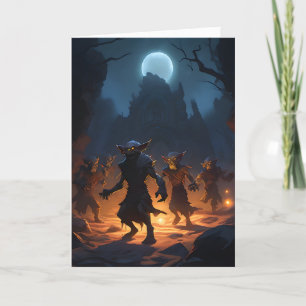 Cartes Pour Fêtes Annuelles Les lutins sortent sous la lumière de la lune Hall