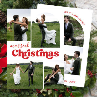 Cartes Pour Fêtes Annuelles Les mariés mariés Noël Photo Collage Arch
