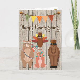 Cartes Pour Fêtes Annuelles Les mignons animaux et le Bon thanksgiving de Bunt