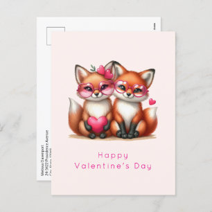 Cartes Pour Fêtes Annuelles Les mignons renards orange en amour Saint-Valentin
