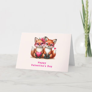 Cartes Pour Fêtes Annuelles Les mignons renards orange en amour Saint-Valentin