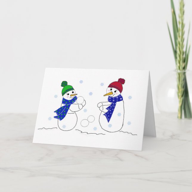Cartes Pour Fêtes Annuelles Les neigeurs jouent dans la neige (Devant)
