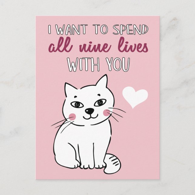 Cartes Pour Fêtes Annuelles Les neuf vies avec vous chat romantique Valentines (Devant)