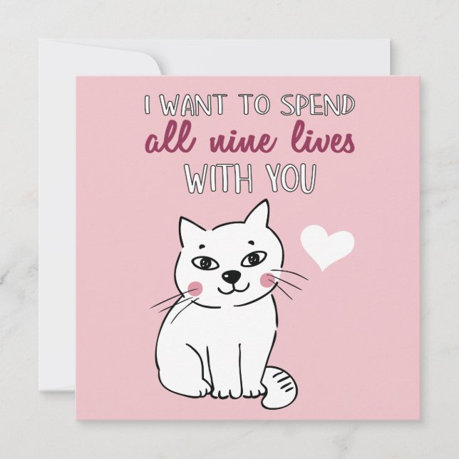 Cartes Pour Fêtes Annuelles Les neuf vies avec vous chat romantique Valentines (Devant)