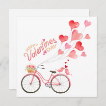Les oiseaux de la Saint-Valentin avec bicyclette