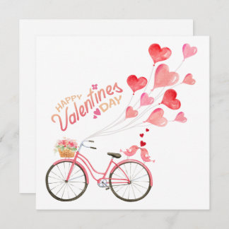 Cartes Pour Fêtes Annuelles Les oiseaux de la Saint-Valentin avec bicyclette
