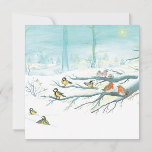 Cartes Pour Fêtes Annuelles Les oiseaux forestiers en hiver