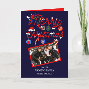 Cartes Pour Fêtes Annuelles Les ornements illuminent le joyeux neige Noël