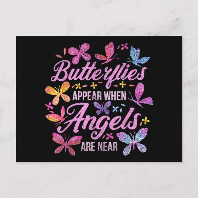Cartes Pour Fêtes Annuelles Les Papillons Apparaissent Lorsque Les Anges Sont  (Devant)