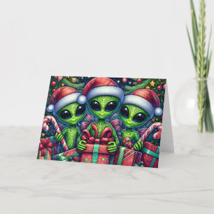 Cartes Pour Fêtes Annuelles Les petits aides extraterrestres du Père Noël Noël