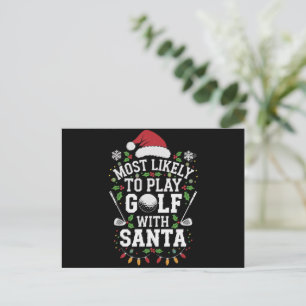 Cartes Pour Fêtes Annuelles Les Plus Probables De Jouer Au Golf Avec Père Noël