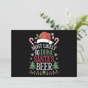 Cartes Pour Fêtes Annuelles Les Plus Susceptibles De Boire Père Noël Bière Cor