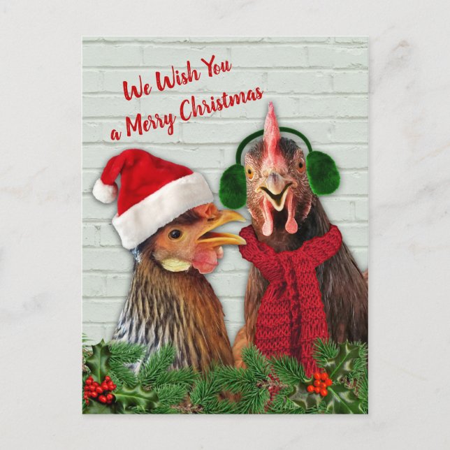 Cartes Pour Fêtes Annuelles Les Poulets Vous Souhaitent Un Joyeux Noël (Devant)