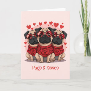 Cartes Pour Fêtes Annuelles Les pug et bisous de la Saint-Valentin