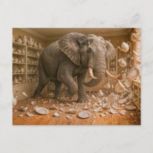 Cartes Pour Fêtes Annuelles Les Rampages d'éléphant à travers la Chine Shop