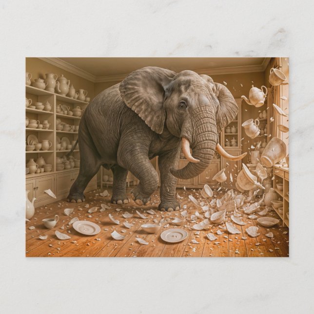 Cartes Pour Fêtes Annuelles Les Rampages d'éléphant à travers la Chine Shop (Devant)
