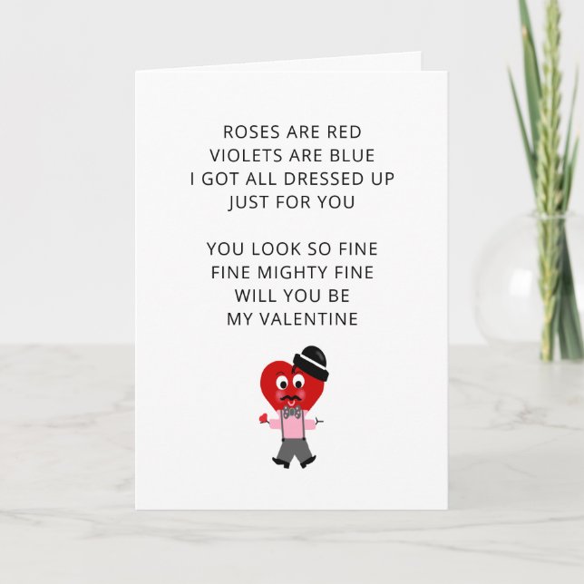 Cartes Pour Fêtes Annuelles Les Roses Amusants Sont Poème Rouge Valentines Fil (Devant)