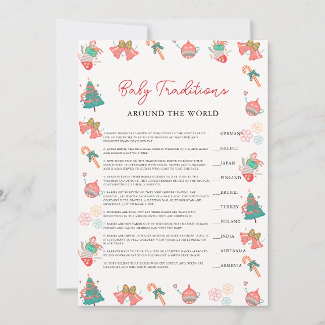 Cartes Pour Fêtes Annuelles Les traditions des bébés dans le monde Baby shower (Devant)