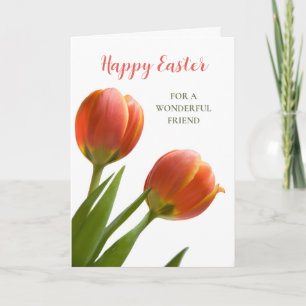 Cartes Pour Fêtes Annuelles Les Tulipes Orange Joyeuses Amies de Pâques