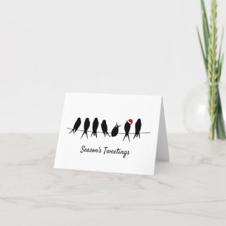 Cartes Pour Fêtes Annuelles Les Tweets de la saison Oiseaux noirs sur un fil