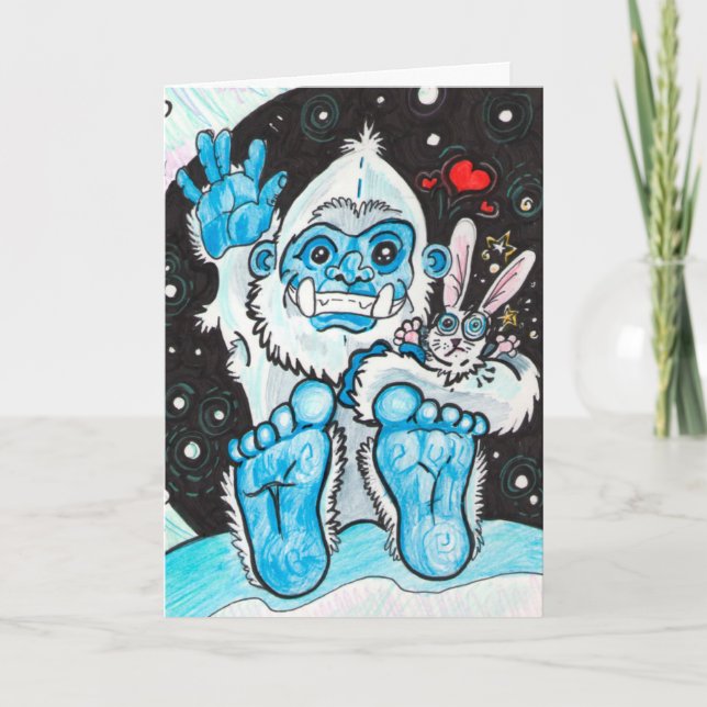 Cartes Pour Fêtes Annuelles Les vacances étreignent le yeti (Devant)