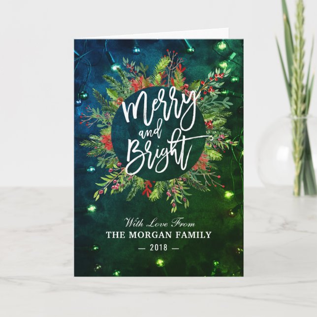 Cartes Pour Fêtes Annuelles Les vacances souhaitent la joyeuse et lumineuse (Devant)